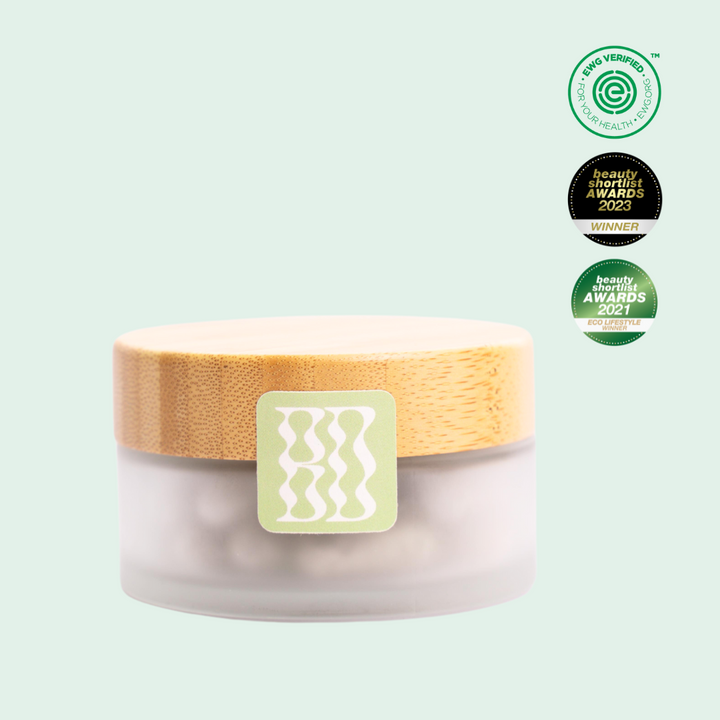Image of booni doon's award-winning CALM Cleansing Capsules with EWG Verified Seal
