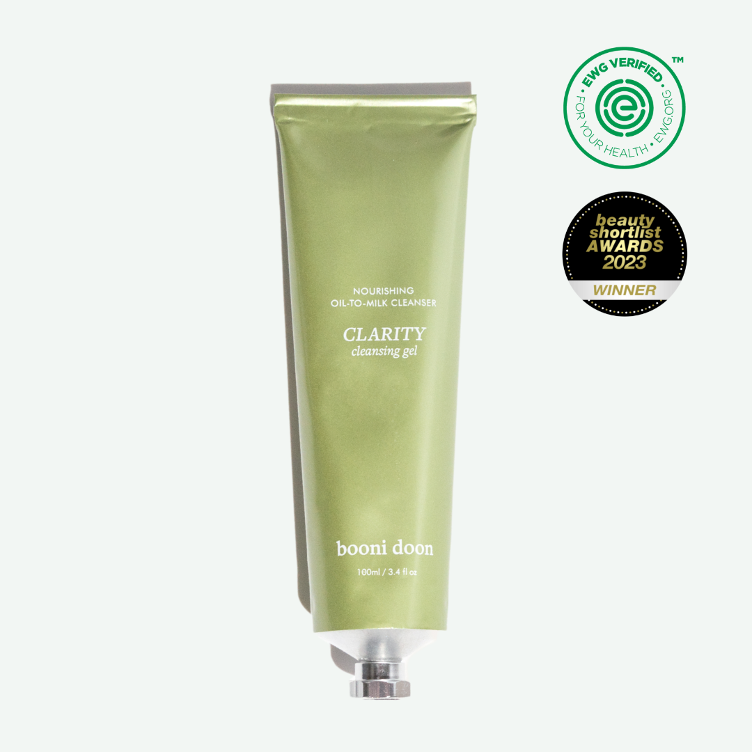 Image of booni doon's CLARITY Cleansing Gel with the EWG Verified Seal and BeautyShortlist Winner 2023 Seal